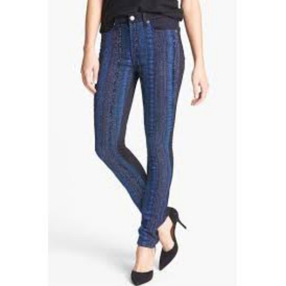 NWT Malhia Kent - The Pieced Skinny Jacquard Jeans - Picture 4 of 6